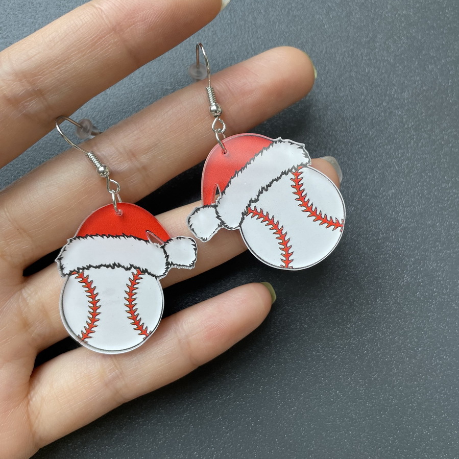 Christmas Festival Christmas Hat, Ball Pattern Cartoon Style Christmas Hat Ball Arylic Women's Drop Earrings 1 Pair