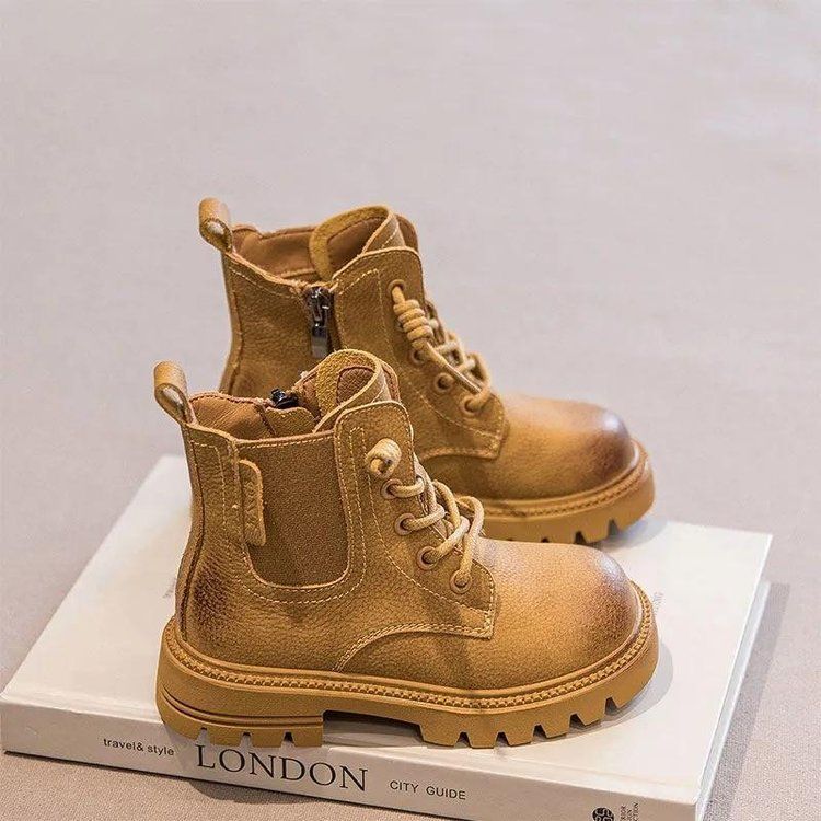 Children's Boots 2025 Autumn and Winter Fleece-Lined New Boys' Boots Girls' Baby Medium and Large Kidsren's Soft-Soled Short Boots Trendy