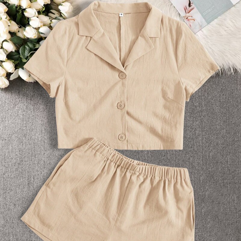 Summer Women's Cotton Shorts Home Sleepwear Soft Double-Layer Thin Cool Simple Japanese-Style Solid Color Cotton Gauze