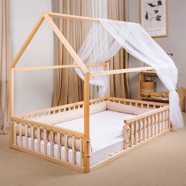 Цельного дерева детское детское деревянное игрушка пол кровать бамбуковый деревянный забор ограждение с дверью детская кровать
