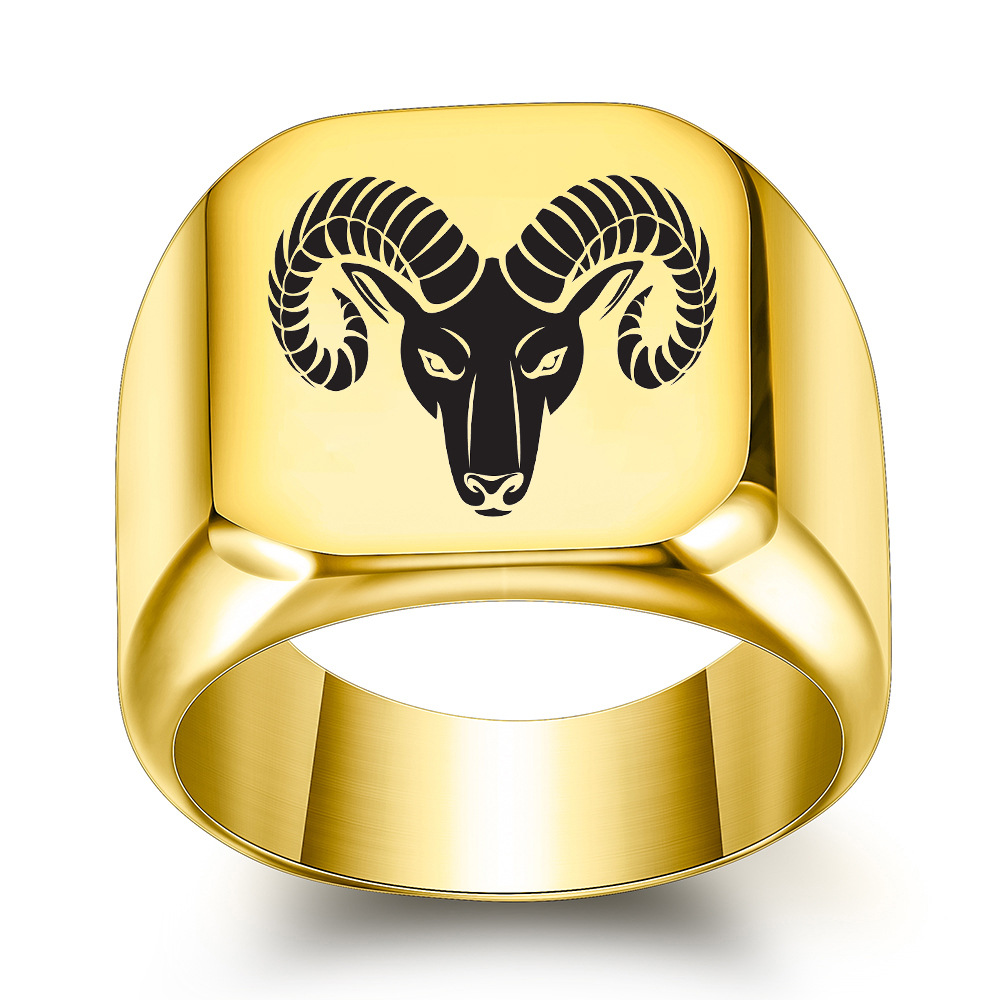 20g Weight Retro Cattle Titanium Steel Plating Men's Rings