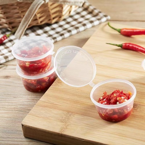 One-time-use sauce container, integrated round transparent plastic packing box, split takeout fast adjustment dipping sauce cup tableware wholesale