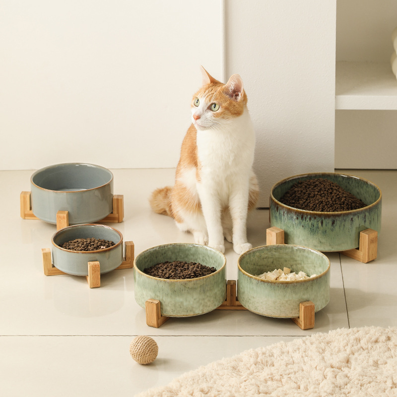 ペット用セラミックボウル、北欧猫ボウル、背の高いセラミックキャットフードボウル、スナック缶、頚椎症防止、転倒防止キャットフードボウル|undefined