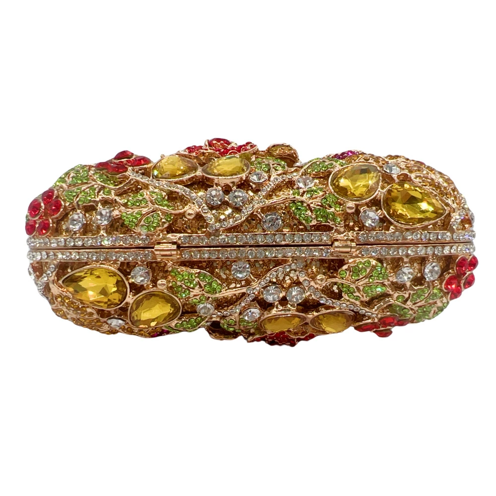 Клатч «Роза» с розовыми стразами, сумочка для ужина, свадебная/банкетная, полностью усыпанная кристаллами, ручная, под платье цзяньфу