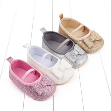 0-1岁蝴蝶结女宝宝鞋学步鞋闪粉婴儿鞋宝宝鞋baby shoes M22-5