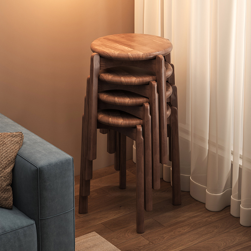 Stools for Home Use, Stackable Round Stools, Stacking Benches, Living Room Dining Table Stools, Coffee Table Stools, Solid Wood High Stools, New Chinese Style Low Stools