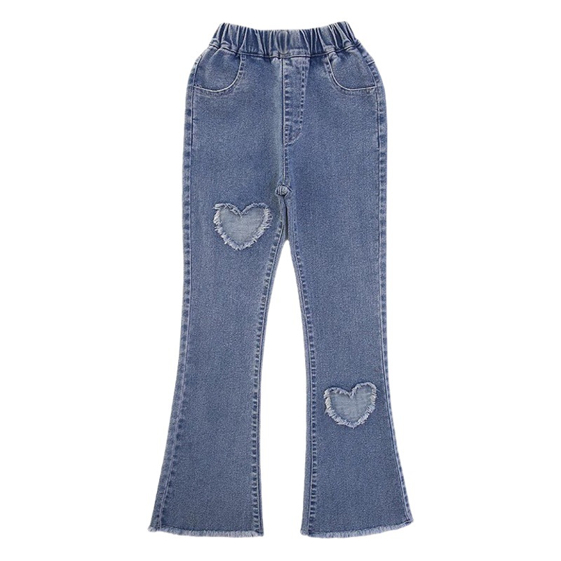 Girls' flared pants spring and autumn fashionable little girl's micro flared jeans fried street children's pants fashion wholesale