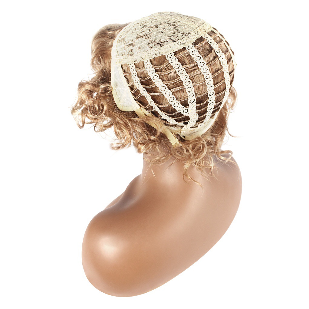 Peluca de comercio exterior transfronterizo de las mujeres europeas y americanas de longitud media corta rizado color mezclado esponjoso COS cabeza cubierta caliente venta nueva peluca