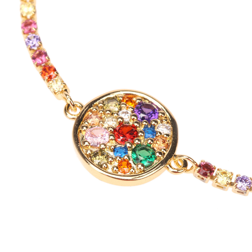 wholesale jewelry round zircon pendant splicing copper bracelet nihaojewelry