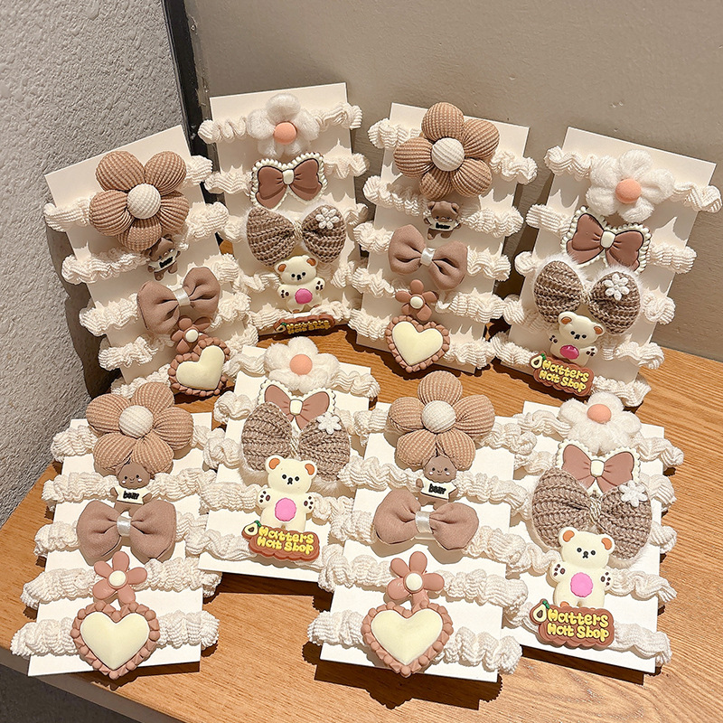 Otoño y invierno niños leche de café flor cabello anillo de cabello chica lindo cabello de cabello de alta elasticidad elástico