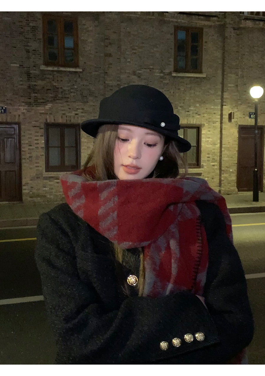 Damenhut aus Wolle mit Perlenschleife, Herbst- und Winter-Socialite-Mode, hochwertiger Fischerhut_voghion.com