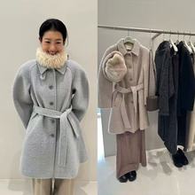 现 2025冬季新款韩国设计师amom*nto高领羊驼羊毛呢大衣