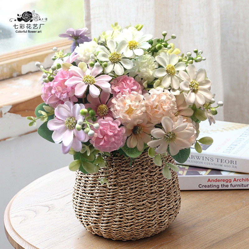 Nordic daisy dandelion fennel scallion ball home decoration floral arrangement materials wedding and bridal photography artificial flowers