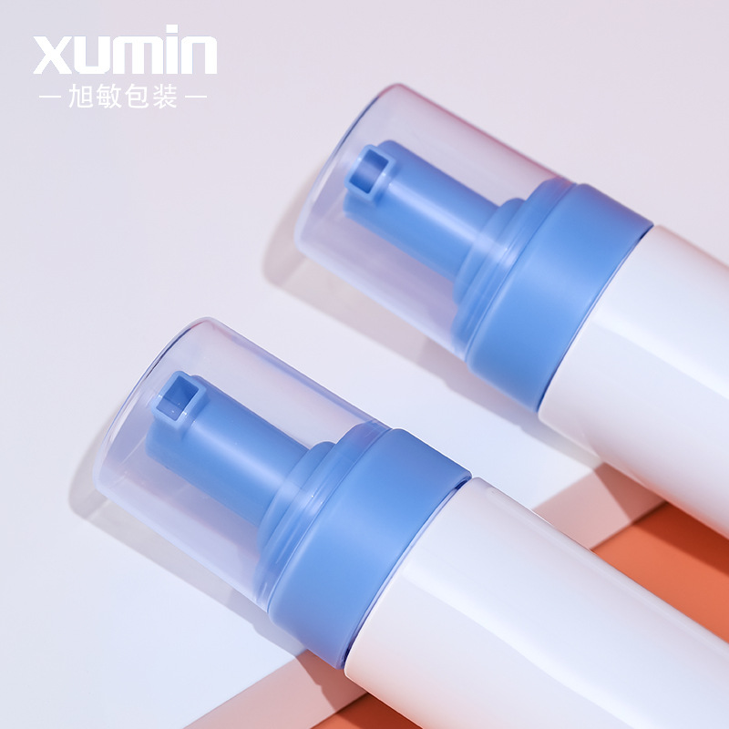 Xumin embalaje 100mL botella de mousse blanco 150ml bomba de espuma azul mate cabeza prensa botella de espuma transparente