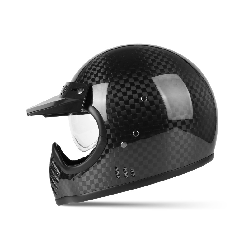 Vgv motocicleta casco 3C certificado retro fibra de carbono completo casco masculino cuatro estaciones universal motocicleta casco femenino invierno