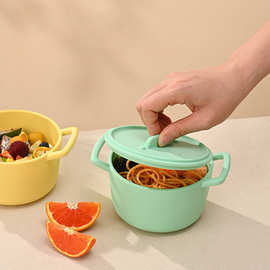食品级硅胶锅带盖微波炉加热密封饭盒上班族便携便当盒冰箱保鲜碗