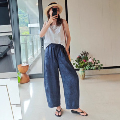 真丝香云纱香蕉阔腿裤女2025新款慵懒风桑蚕丝提花休闲裤神仙裤子