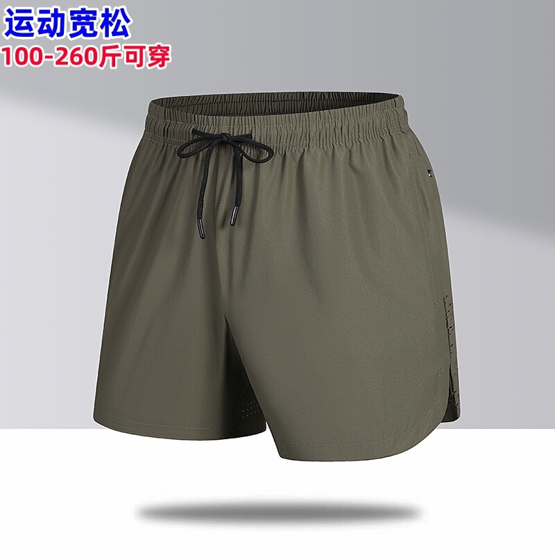 L-8XL New Summer Ice Silk Triple Pants Men's Sports Shorts Running Quick-drying Fitness Casual Fat Man Large Size