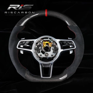 Compatible with Porsche black suede carbon fiber steering wheel Porsche718Boxster991 911 Cayenne