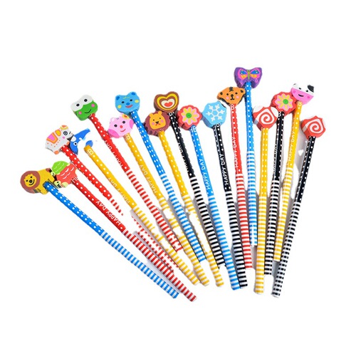 Children's Cartoon Pencil with Eraser Tip Creative HB Primary School Pencil Gift Stationery Wholesale Cute Animals