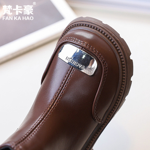 Vanka Hao Children's 2-in-1 English Style Martin Boots Winter Girls Black Short Boots for Big Kids Fashion