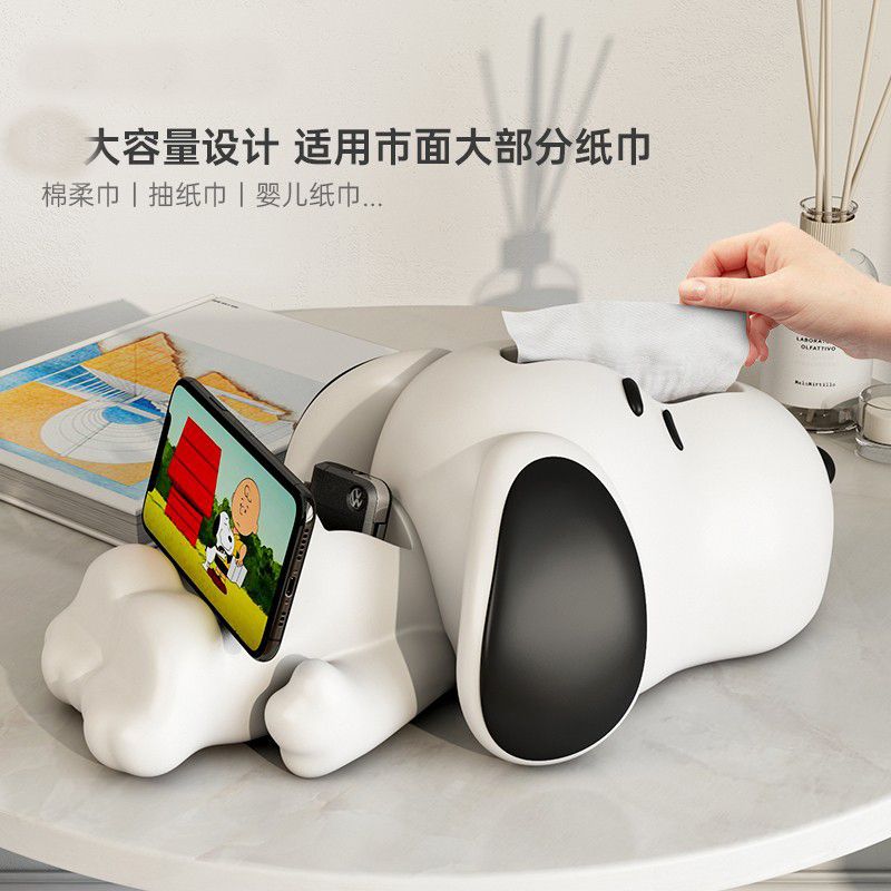 Cartoon Snoop creativo caja de toallas de papel soporte de teléfono móvil sala de estar extracción de papel mesa de té doméstica almacenar adornos personales