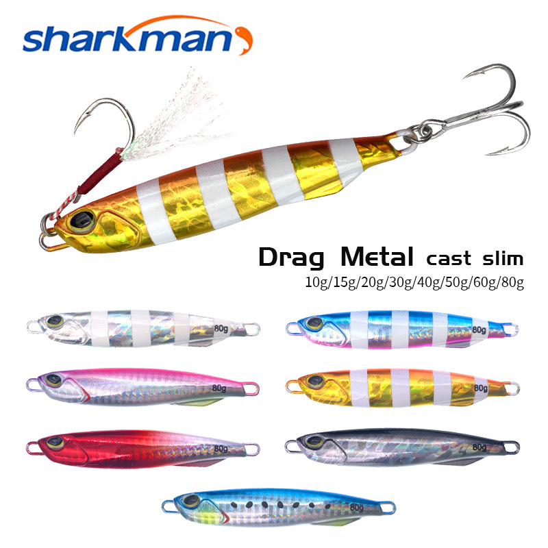 Luya cebo sumergido agua tiro largo Luya Placa de hierro luminoso plomo Pescado tres ganchos de metal pesca en el mar sacudida lenta cuchillo de caballa cebo