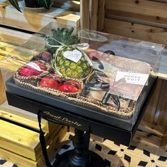 中秋節フランス透明花と果物のギフトボックスフラワーショップブーケハイエンド赤ワインビジネスギフトボックス