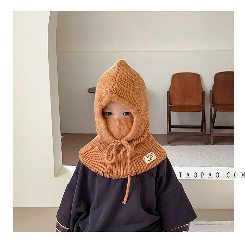 儿童巴拉克拉法套头帽ins风秋冬宝宝针织保暖护耳护脖一体帽子潮