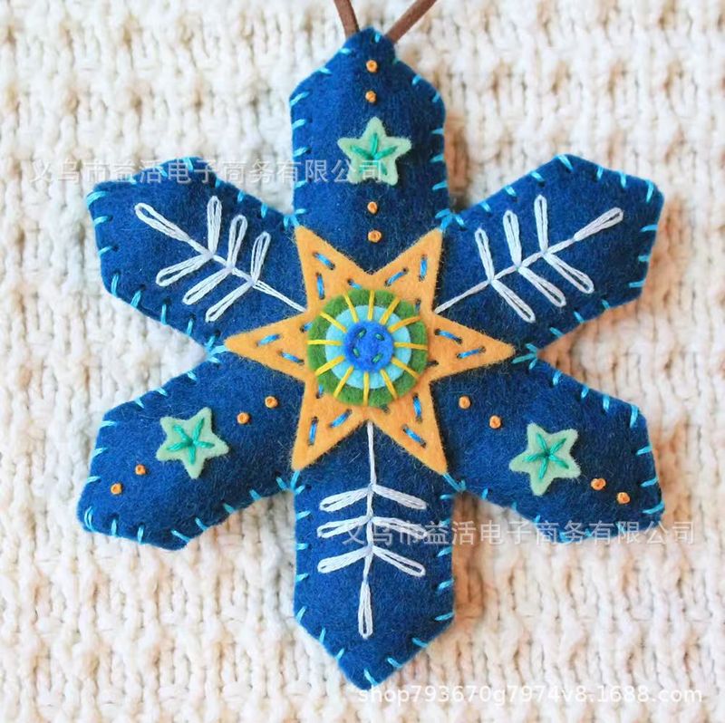 跨境 Embroidered Felt Christmas 刺绣毛毡圣诞节雪花装饰|undefined