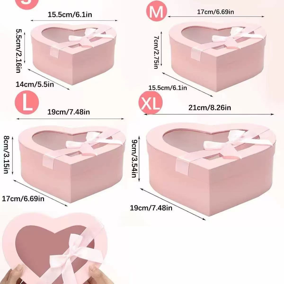 Cuatro piezas de arco en forma de corazón caja de regalo caja de PVC caja de embalaje creativa caja de regalo de lápiz labial encantadora caja de regalo de cumpleaños