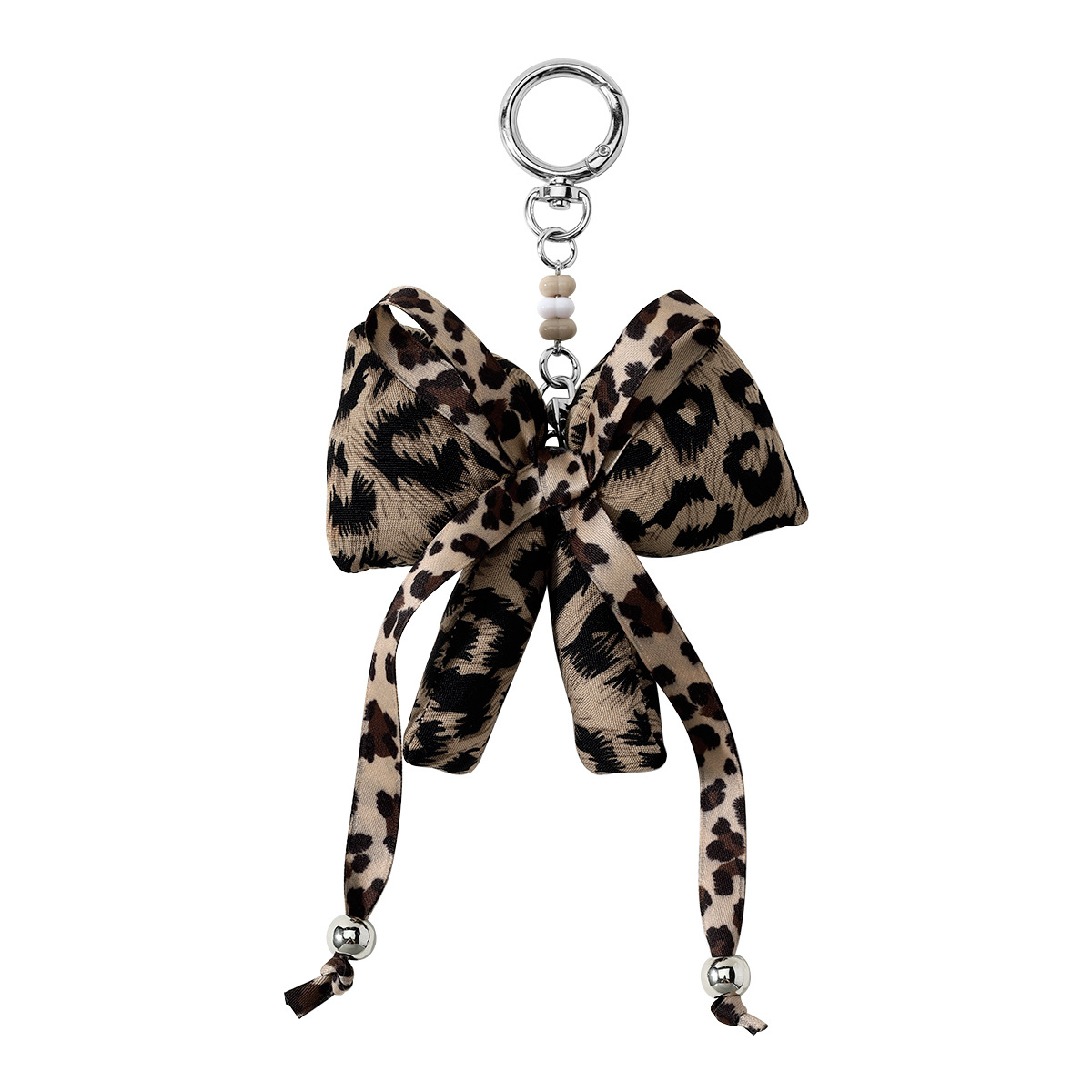 1 retro dulce cool girl marrón leopardo estampado arco arco amor DIY llavero bolsos colgantes