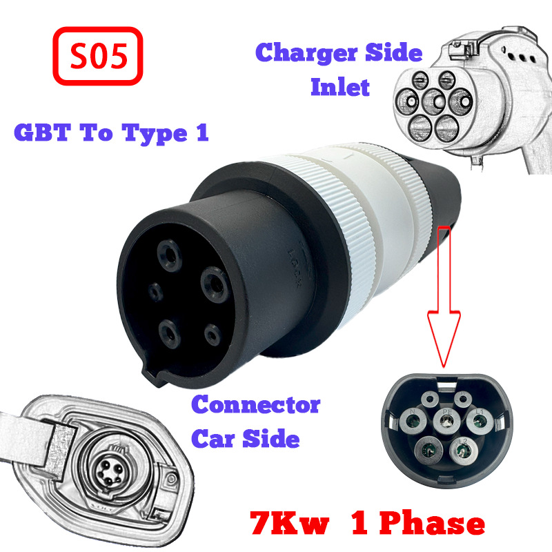 交流充电桩转接头国标充电桩转美标车GBTtoJ1772国外用慢充转接头