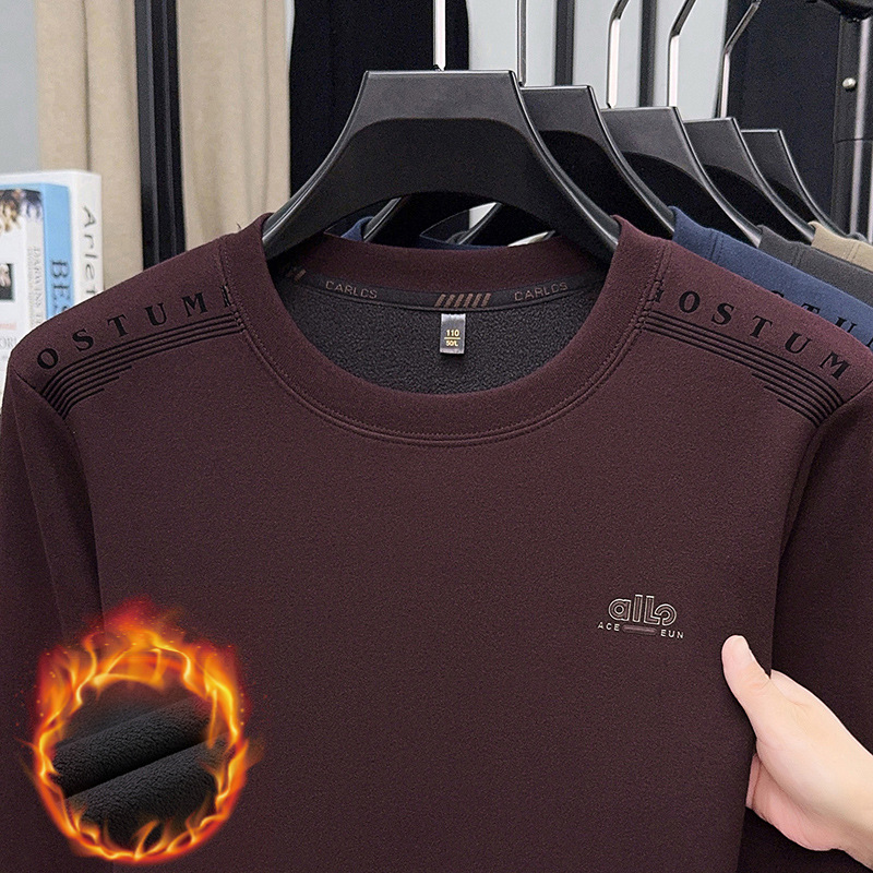 Áo sweatshirt nam cổ tròn dài tay, nỉ lông cừu dày dặn, form rộng thoải mái — Xanh trên