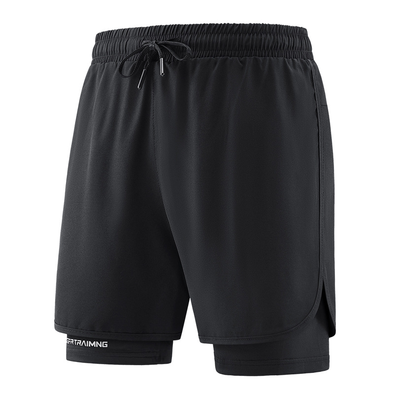 Pantalones cortos deportivos de secado rápido para hombres de verano pista y campo maratón correr pantalones de acondicionamiento físico falsos dos pantalones de entrenamiento de luz
