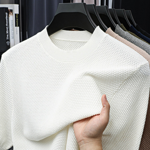 Men's Pure Cotton Short Sleeve T-Shirt 2025 Summer New Light Luxury High-End Pineapple Pattern Knit Crew Neck Half-Shirt