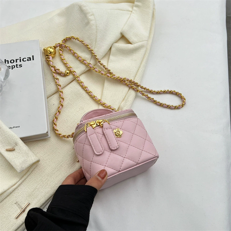 Square box, trend fashionable small bag, universal shoulder bag with diamond pattern