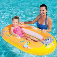 厂家批发新款定制儿童充气水上小船浮排 PVC材质可印刷可折叠泳池