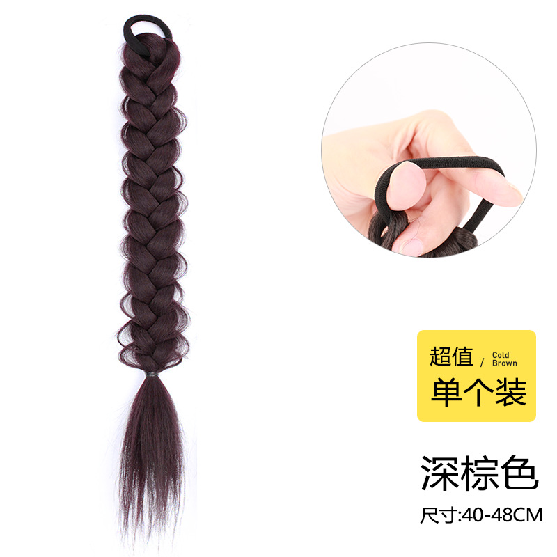 Coleta Falsa Trenzada con Moño y Pinza Fibra de Alta Temperatura con Pinza de Garra para Mujer