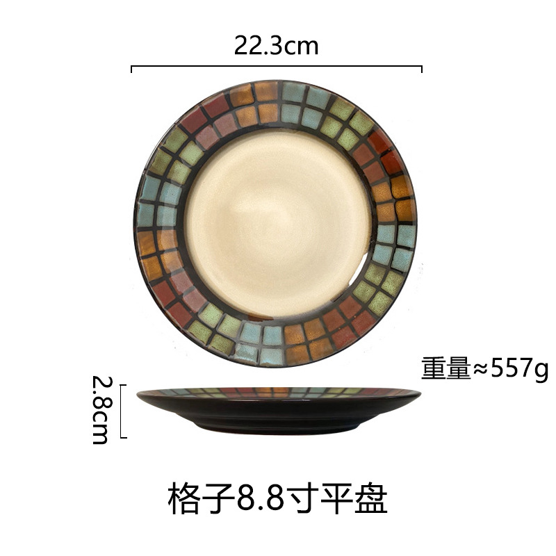 Horno creativo, plato de comida occidental esmaltado, plato de carne, plato de verduras para el hogar, plato de cerámica, plato de pasta de color esmaltado, plato de desayuno al por mayor