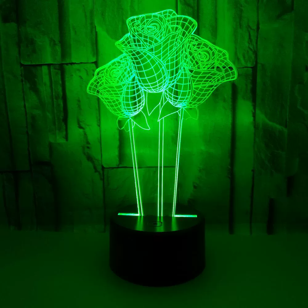 Rose acrylic 3D LIGHT LED MODERN Living Table Lamp Micro US