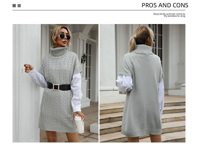 autumn knitted turtleneck sweater dress nihaostyles wholesale clothing NSDMB80627