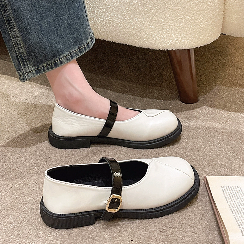 Толстоногий школьный стиль маленькая кожаная обувь женская осень 2024 весна новая японская обувь Askou женская обувь французская одиночная обувь Mary Jen