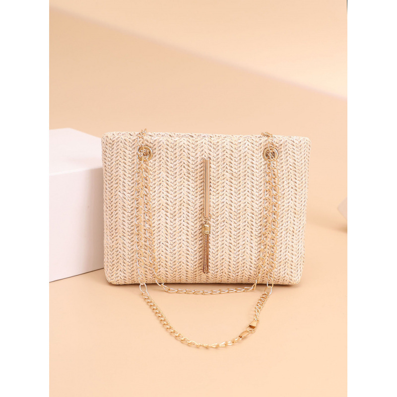 Bolso de cadena para mujeres 2025 nuevo bolso de cadena de verano coreano de moda tejido universal bolso de hombro de mujer image 6