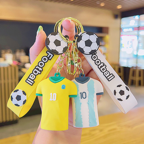 World Cup football star Messi and Ronaldo jersey key chain car key chain bag pendant claw machine small gift
