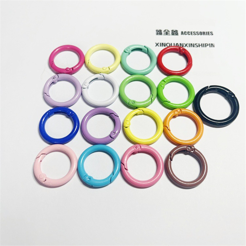 Creative Painted Candy-Colored Spring Rings, Zinc Alloy Bag Accessories Open Rings, Colorful Spring Buckle Accessories Wholesale