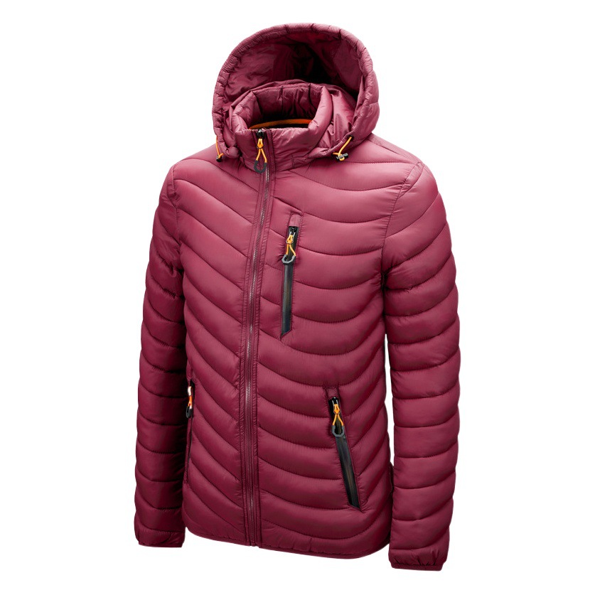 Chaqueta ligera de algodón para otoño e invierno, abrigo de algodón acanalado, cuello desmontable informal para hombre, disponible en stock, modelo de invierno para Amazon transfronterizo.