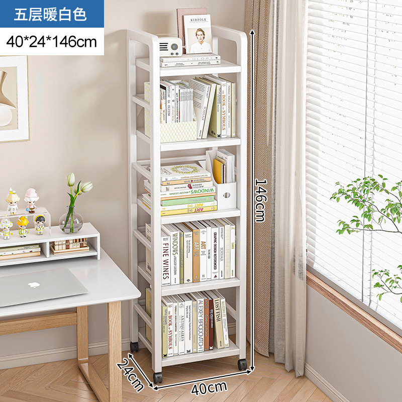 Estante de estantería de piso de múltiples capas de almacenamiento de hierro de costura estrecha estante del hogar escritorio móvil simple pequeña estantería