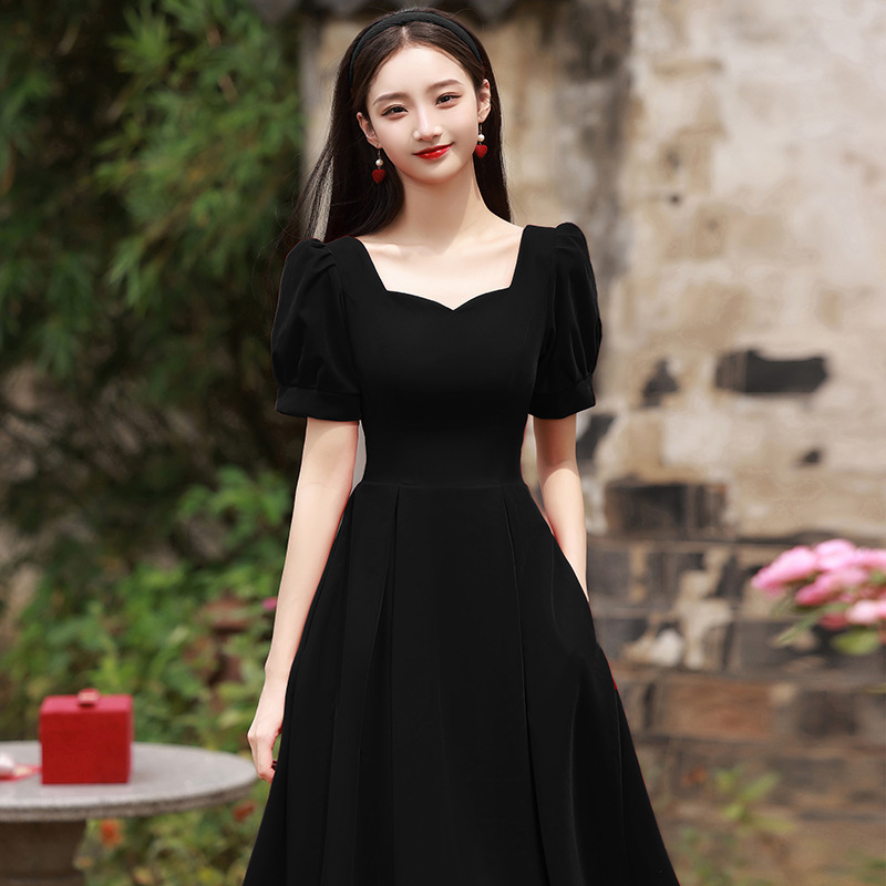 Black Evening Dress 2026 New Summer Lightweight Satin Art Exam Banquet Cocktail Dress for Women That Can Be Worn Daily Black Evening Dress 2026 New Summer Lightweight Satin Art Exam Banquet Cocktail Dress for Women That Can Be Worn Daily