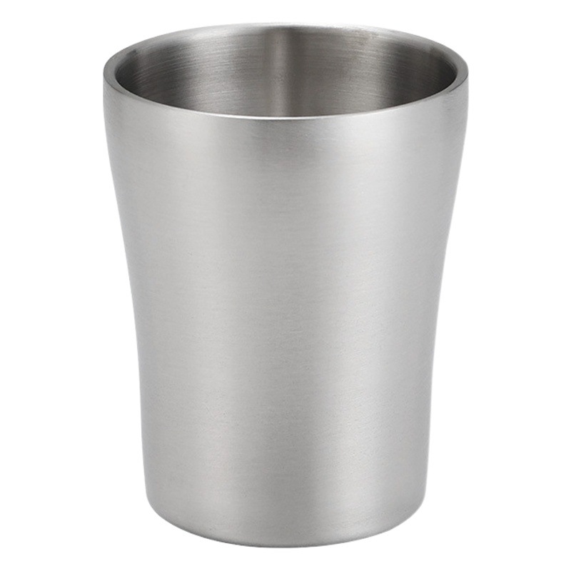 Korean-style 304 Stainless Steel Double-layer Water Cup Restaurant Beer Cup Tea Cup Beverage Cup Restaurant Catering Drop-resistant Cup